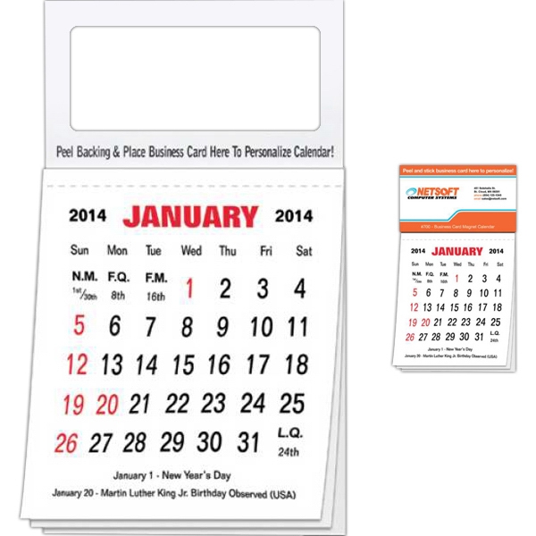 Business Card Magnetic Calendar